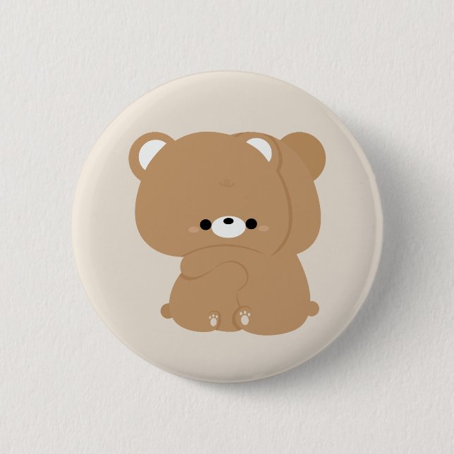 Bóton Redondo 5.08cm Casal de Urso Castanho (Frente)