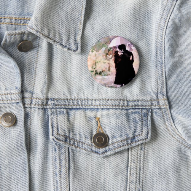 Bóton Redondo 5.08cm Casal no Amor Beijando na Chuva Abstrato (In Situ)