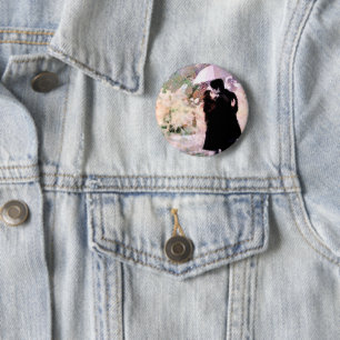 Bóton Redondo 5.08cm Casal no Amor Beijando na Chuva Abstrato