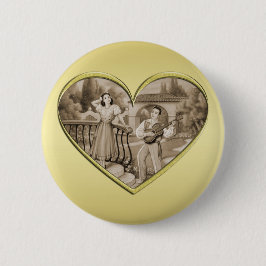 Bóton Redondo 5.08cm Casal Vintage Romance, homem e mulher, ouro