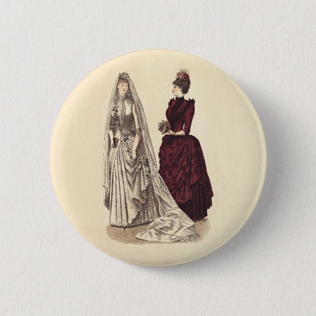 Bóton Redondo 5.08cm Casamento Antiquado (Frente)