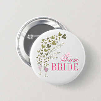 Bóton Redondo 5.08cm Casamento Bride Equipe de Animação e Corações Rosa