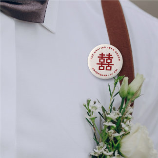 Bóton Redondo 5.08cm Casamento Chinês de Felicidade Dupla Simples
