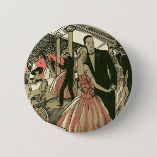 Bóton Redondo 5.08cm Casamento Com Deco De Arte Vintage, Primeira Danç