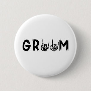 Bóton Redondo 5.08cm Casamento de Halloween Noiva Groom Skeleton até a