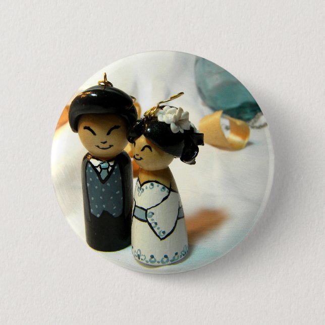 Bóton Redondo 5.08cm Casamento de Kokeshi mim (Frente)