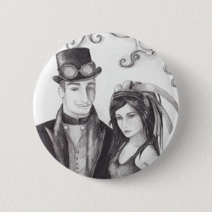 Bóton Redondo 5.08cm Casamento de Steampunk - botão