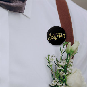 Bóton Redondo 5.08cm Casamento do partido Bestman Arco Tie Dourado Scri