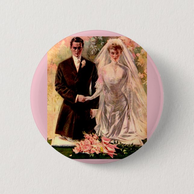 Bóton Redondo 5.08cm Casamento Edwardian de 1906 (Frente)