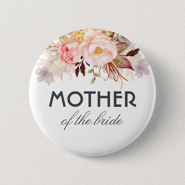 Bóton Redondo 5.08cm Casamento Elegante De Flores De Água Rosa Esbranqu (Frente)