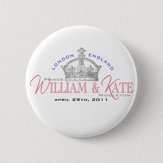Bóton Redondo 5.08cm Casamento real de William & de Kate (Frente)