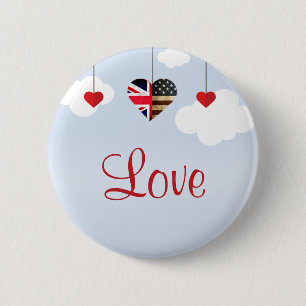 Bóton Redondo 5.08cm Casamento real dos corações americanos britânic