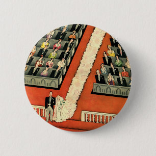 Bóton Redondo 5.08cm Casamento vintage, Art Deco Bride e Groom Recentem