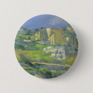 Bóton Redondo 5.08cm Casas em Provença por Paul Cezanne, Arte Antiga