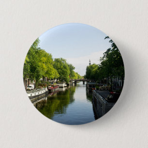 Bóton Redondo 5.08cm Casas flutuantes no canal Prinsengracht Amsterdam