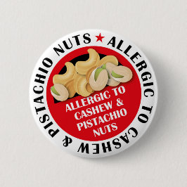 Bóton Redondo 5.08cm Cashew & Pistachio Nut Allergy Badge