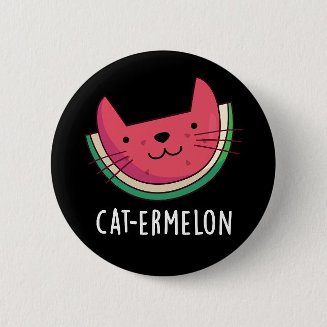 Bóton Redondo 5.08cm Cat-ermelon Funny Cat Watermelon Pun Dark BG (Frente)