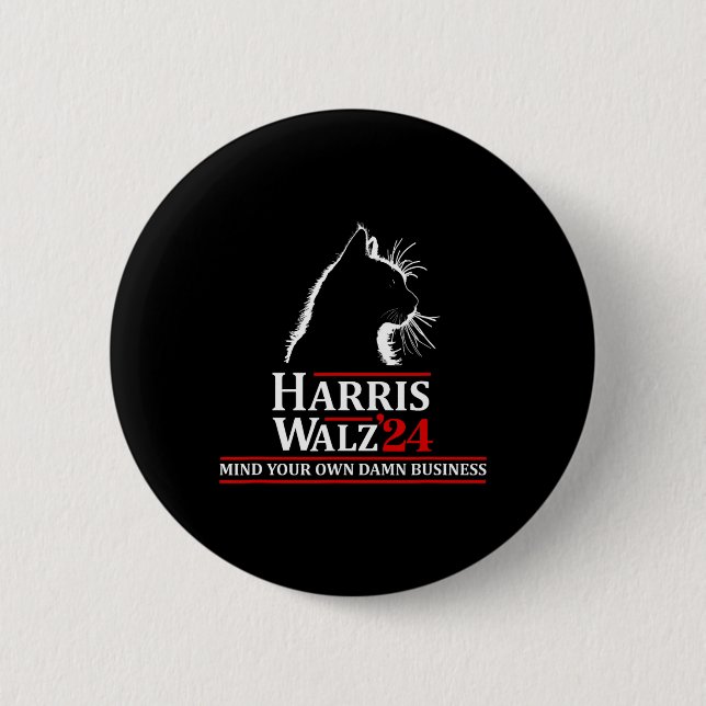 Bóton Redondo 5.08cm Cat Harris Walz 2024 Kamala Harris 2024 Tim Walz 2 (Frente)