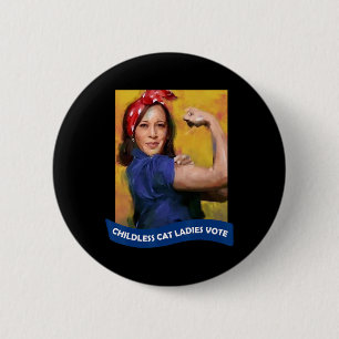Bóton Redondo 5.08cm Cat Ladies Vote Kamala 2024 Rosie The Riveter