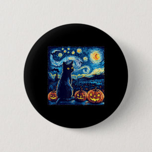 Bóton Redondo 5.08cm Cat Starry Night Van Gogh Cat Para Cat Lover Cat D