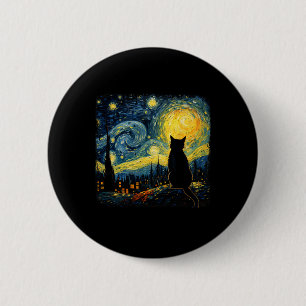 Bóton Redondo 5.08cm Cat Starry Night Van Gogh Cat Para Cat Lover Cat M