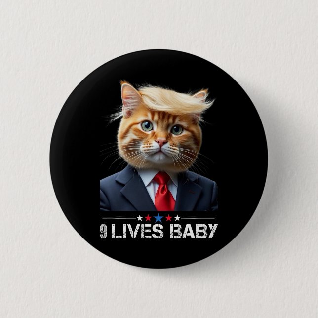 Bóton Redondo 5.08cm Cat Trump 9 Lives Ba1Memória Trump (Frente)