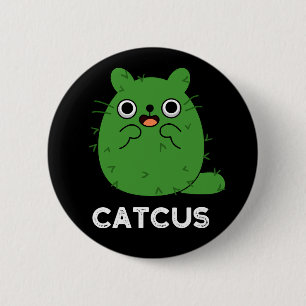 Bóton Redondo 5.08cm Catcus Funny Cat Cactus Pun Dark BG