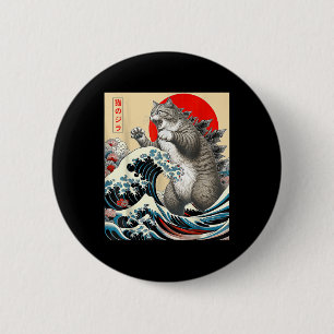 Bóton Redondo 5.08cm Catzilla Cat Art Japonês