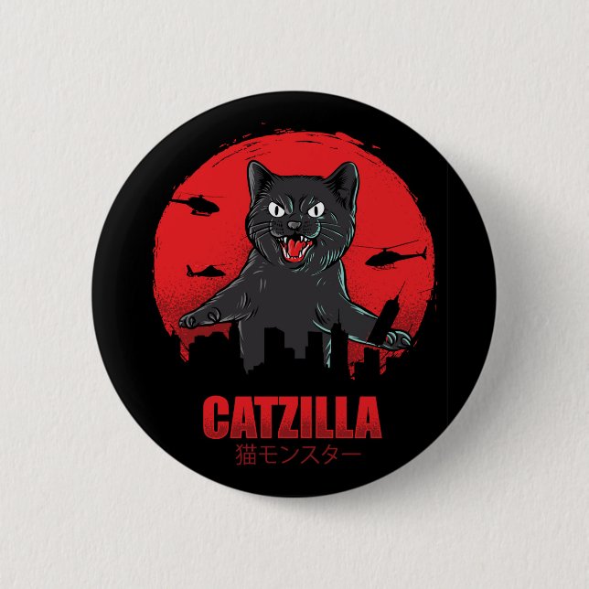 Bóton Redondo 5.08cm Catzilla Monster Cat Classic Round (Frente)