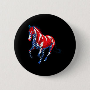 Bóton Redondo 5.08cm Cavalo Distante Usa Bandeira Americana Vintage Hor