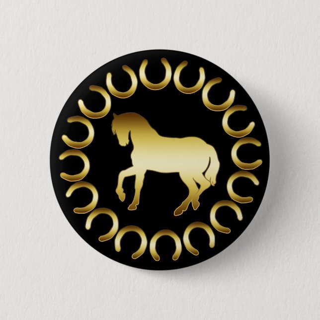 BÓTON REDONDO 5.08CM CAVALO DOURADO (Frente)