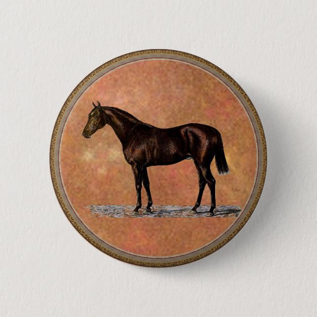 Bóton Redondo 5.08cm Cavalo Marrom (Frente)
