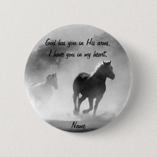 Bóton Redondo 5.08cm Cavalo que galopa fora da névoa