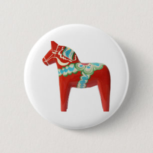 Bóton Redondo 5.08cm Cavalo vermelho de Dala do sueco