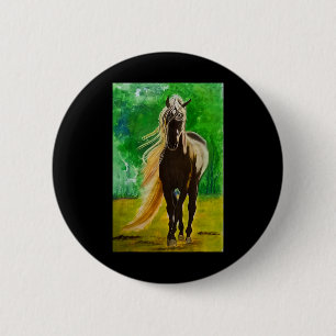 Bóton Redondo 5.08cm Cavalos Negros Vermelhos Cavalos Cavalos Andando C