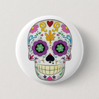 Bóton Redondo 5.08cm Caveira colorida com fundo branco