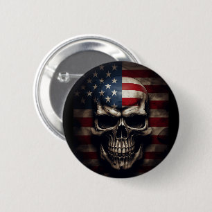 Bóton Redondo 5.08cm Caveira da Bandeira Americana