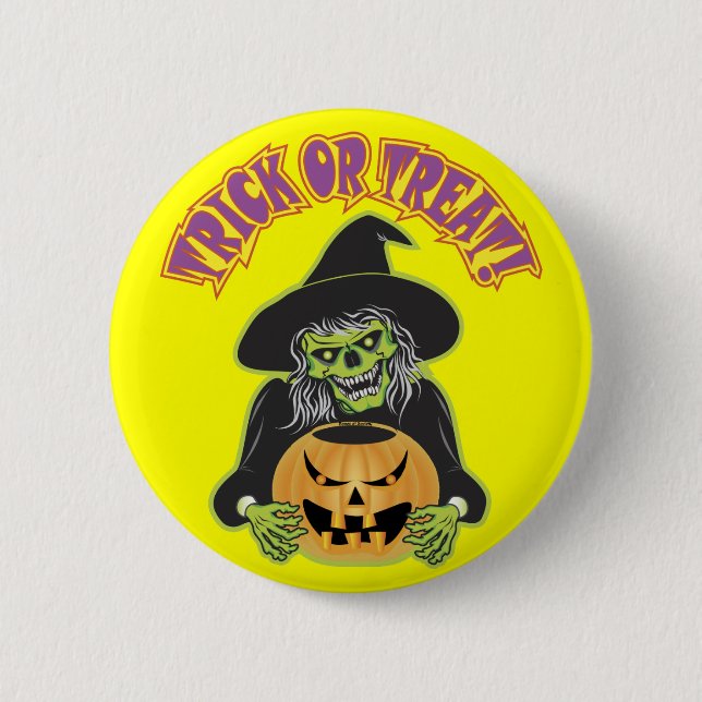 Bóton Redondo 5.08cm Caveira da Bruxa (Frente)