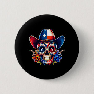 Bóton Redondo 5.08cm Caveira de Açúcar Texas Dia da Agência Governament