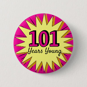 Bóton Redondo 5.08cm Celebração de aniversário de 101 anos de jovens 10