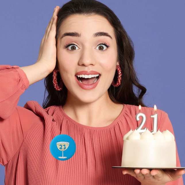 Bóton Redondo 5.08cm celebração do crachá de aniversário de 21 anos por (Criador carregado)