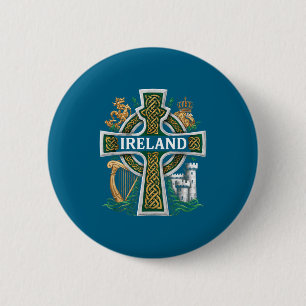 Bóton Redondo 5.08cm Celebração do Dia de São Patrício da Irlanda Cruz