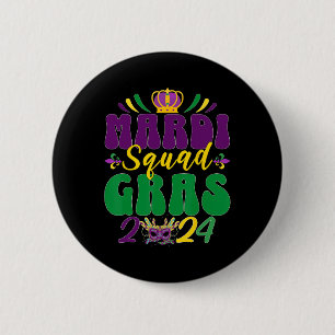 Bóton Redondo 5.08cm Celebração do Grupo Mardi Gras Squad 2024