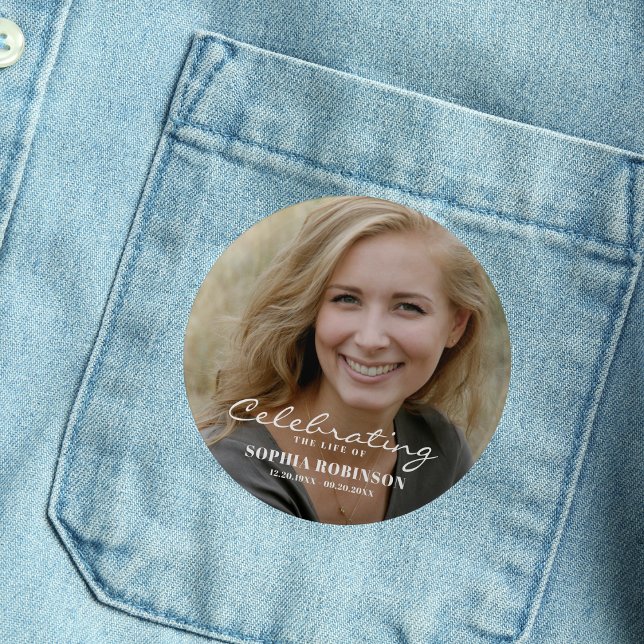 Bóton Redondo 5.08cm Celebração do Memorial da Foto da Vida (Criador carregado)