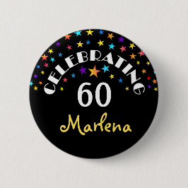 Bóton Redondo 5.08cm Celebrando um 60º Aniversário Estrelas Pin ou Botã