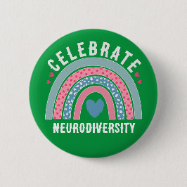 Bóton Redondo 5.08cm celebrar a saúde da consciência da neurodiversidad