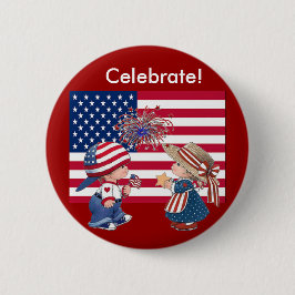 Bóton Redondo 5.08cm Celebrar bandeira americana