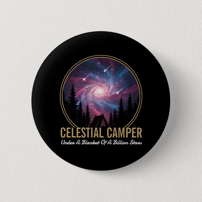 Bóton Redondo 5.08cm Celestial Camper Galaxy Night Scene (Frente)