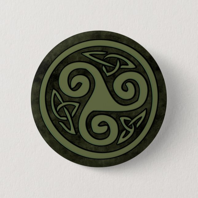Bóton Redondo 5.08cm Celtic Triskele or Triskelion Button (Frente)