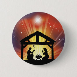Bóton Redondo 5.08cm Cena cristã tradicional da natividade do Natal